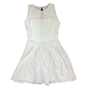embroidered lace overlay cocktail dress eliza j Eliza J Embroidered Lace Overlay Cocktail Dress In Denim